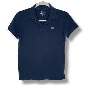 Boys Vineyard Vines Navy Blue Polo Collared Shirt Small 3K0103